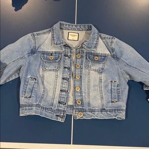 Short sleeve cropped jean jacket